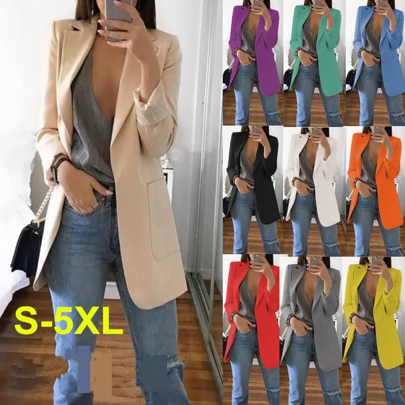 
Fashion Slim Blazers Women Autumn Jacket Female Work Office Lady Suit Business 5xl Plus Size Blazer Coat Y12311 