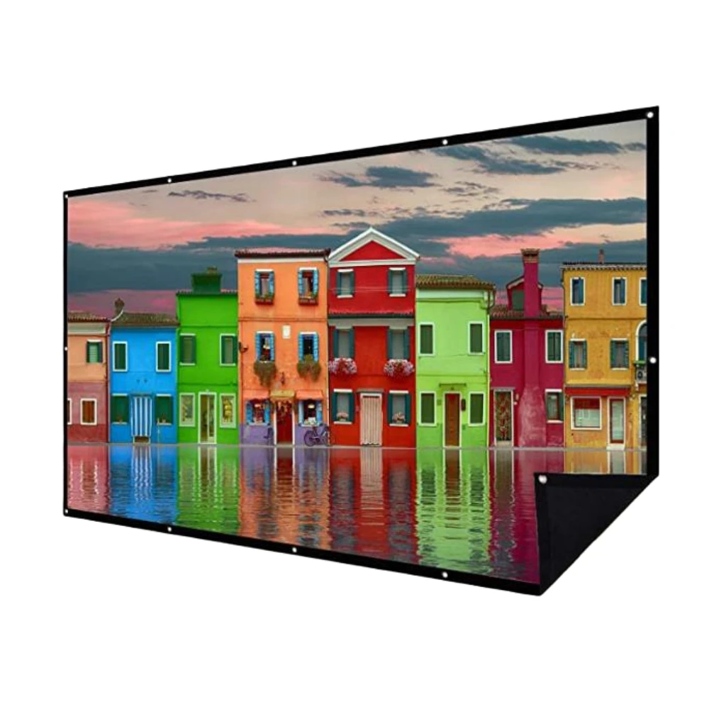 16:9 30-100inch Full Angle White Anti-light Portable and Foldable Projection Curtain For Home Theater