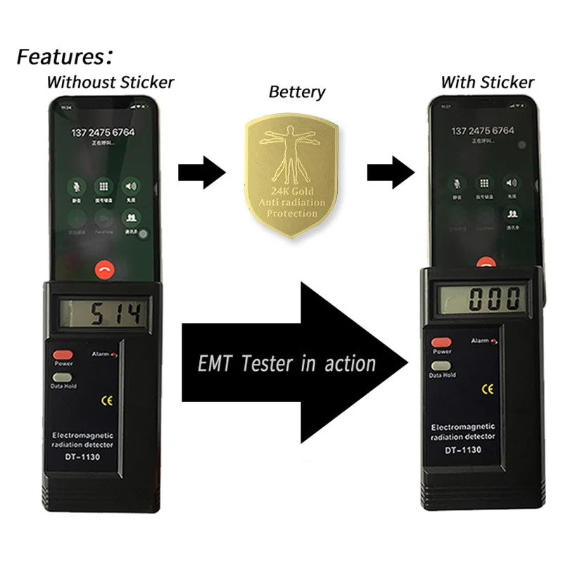 Лидер продаж на Amazon защитная наклейка 5G EMF Защитная Наклейка 24k Золотая двойная с защитой от излучения для мобильного