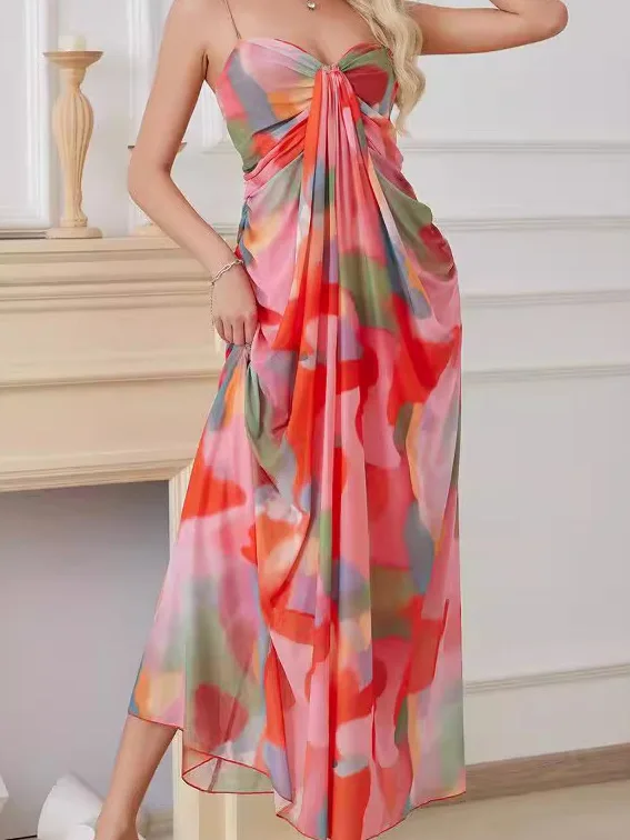 2024 new model printed plus size long dress lady latest clothes lovely address