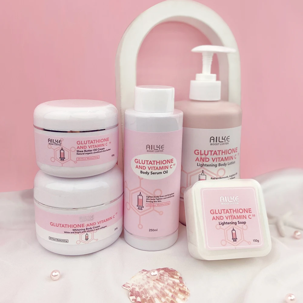 Skincare Set Whitening Butter Body Cream Firming Body Oil Lightening Soap 5 in 1 Bleaching Body Lotion