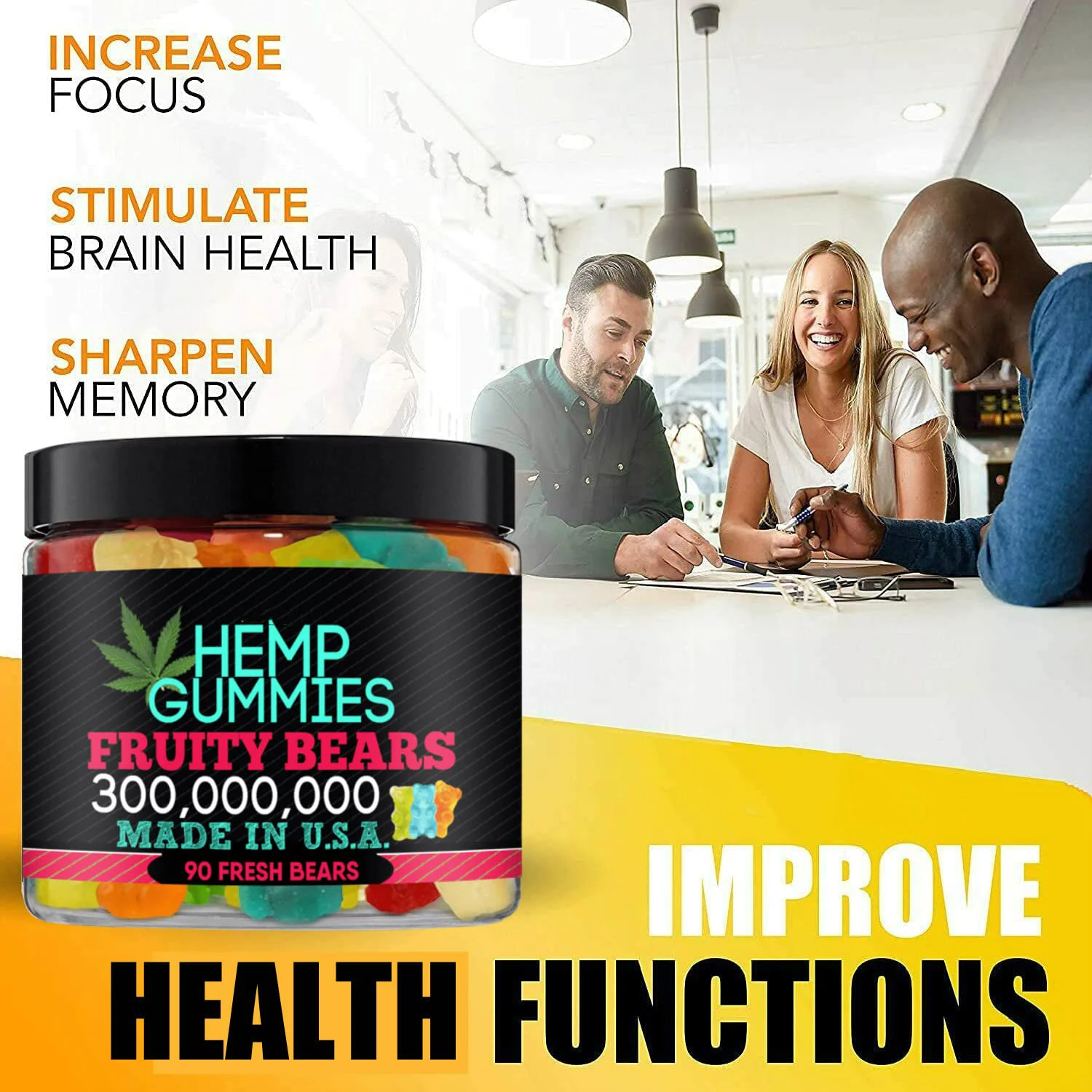 Hemp Gummies Premium And Fruity Hemp Gummy Bears-Natural Hemp Candy-For Peace And Relaxation Muscles for health supplement