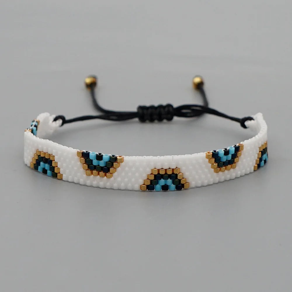 Wholesale Rice Bead Handmade Woven Bracelet Bead Turkey Devil Eyes Bracelets For Women
