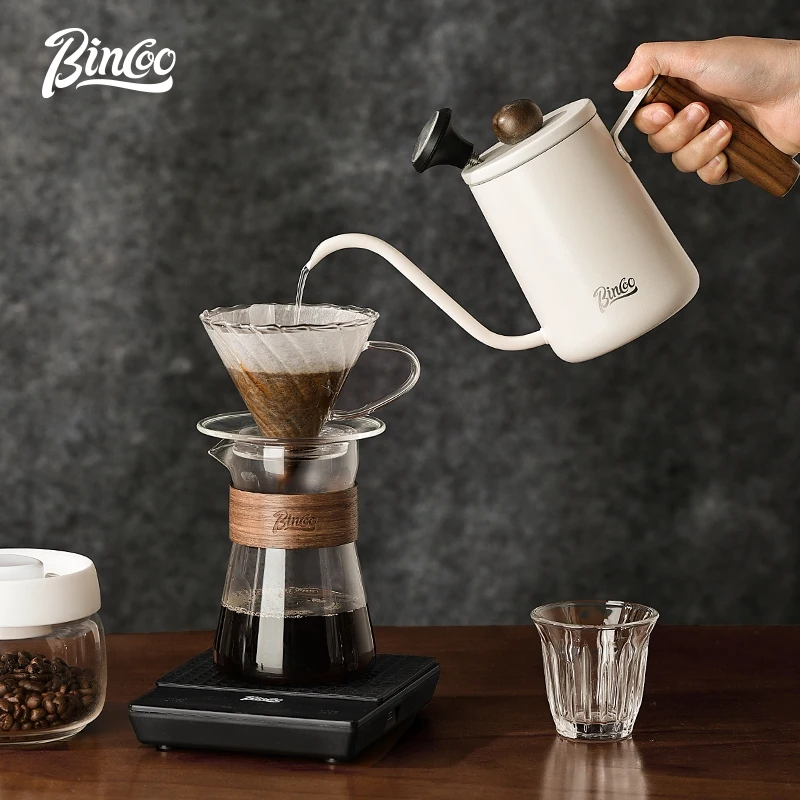 BINCOO Glass Coffee Dripper Set Hand-pour Coffee Pot Set Hand-pour Pot Filter Cup V60 Sharing Jug Glass Brewing Cup 500ML/600ML