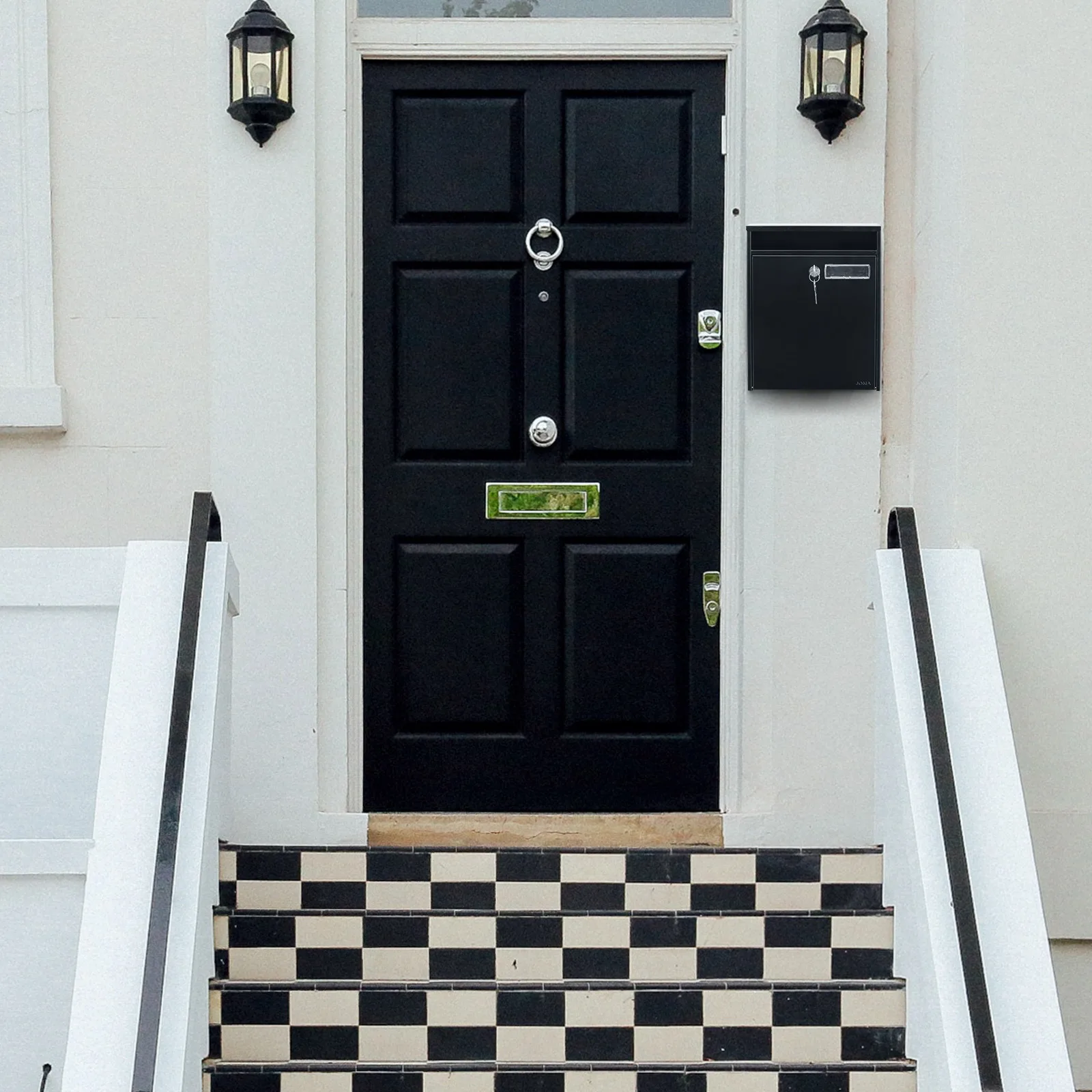 metal small black color wall mounted mailbox galvanized steel letter box outdoor post box