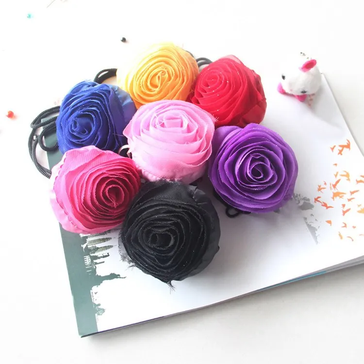 Eco Storage Handbag Rose Flowers Shape Foldable Shopping Bags Reusable Folding Grocery Nylon Large Bag