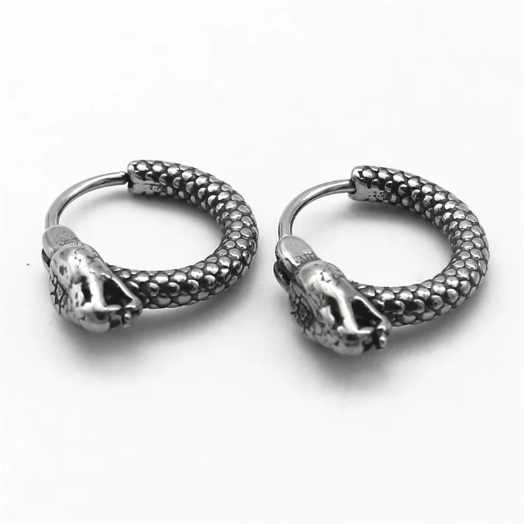 Wholesale vintage couple jewelry earring stainless steel snake hoop earrings for women men