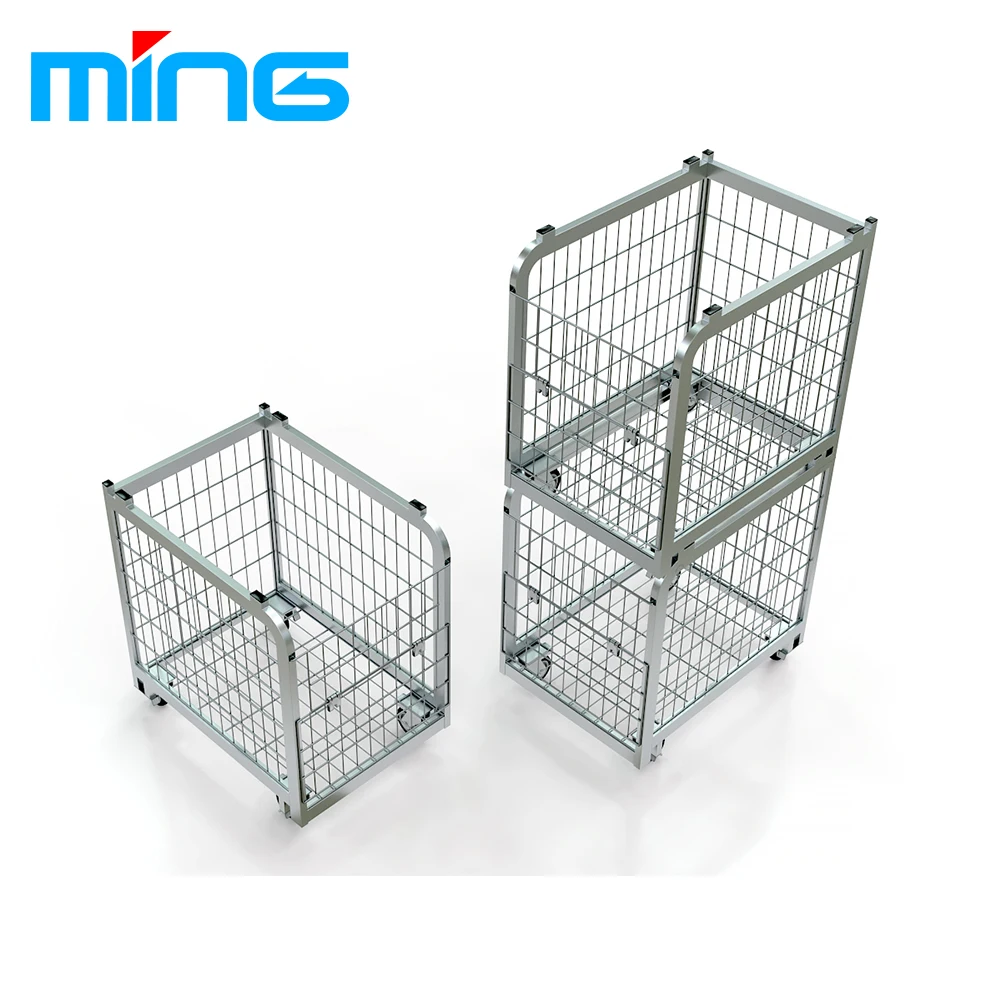 Оцинкованная проволочная сетка металлический рулон контейнер клетка вращающаяся тележка для