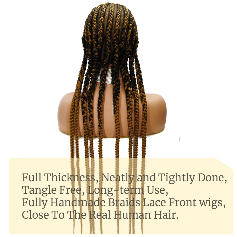 Box Braided Wigs Synthetic Full Lace Front Wig for Black Women Cornrow Braids Lace Wigs with Baby Hair perruque tresses