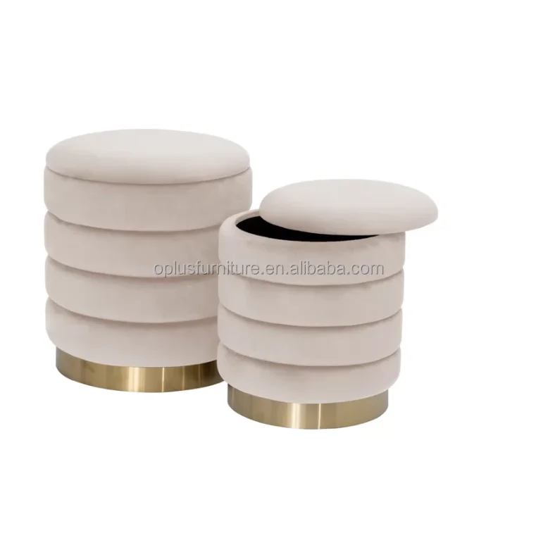 New Design Hot Selling Modern  velvet round pouf foot stool stools  round velvet tufted stools pouf round