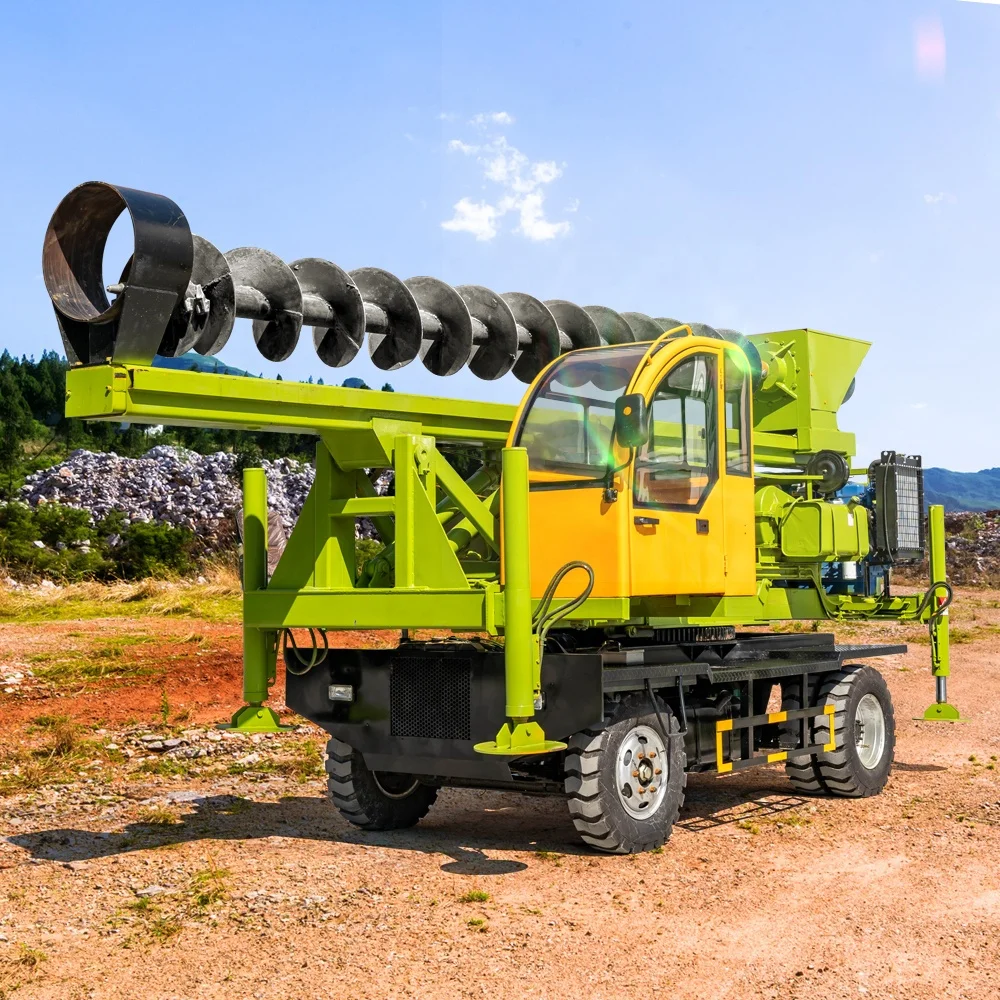 Engineering Construction Diesel Hydraulic Screw Pile Driver Photovoltaic wheel Screw Pile Driver