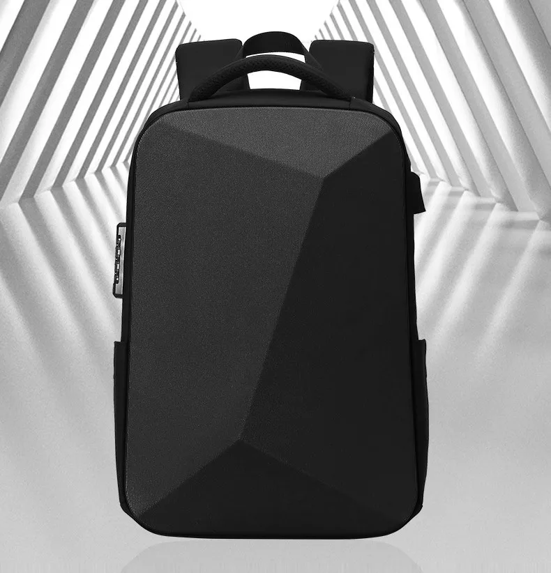 ABS Men Hard Shell Business Backpack Waterproof Anti- Theft Laptop Bag Backpack With USB Charging Port TSA Lock