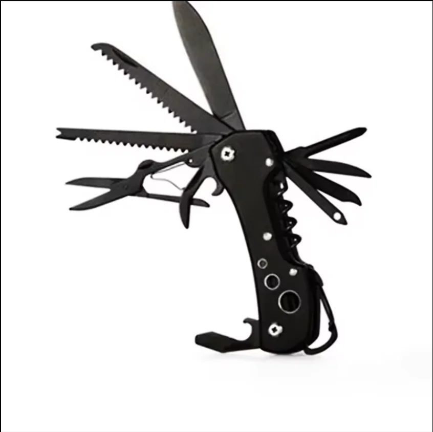 Titanium Black Multifunctional stainless steel knife Multi Purpose Folding survival Outdoor Camping Tool Swiss Knife