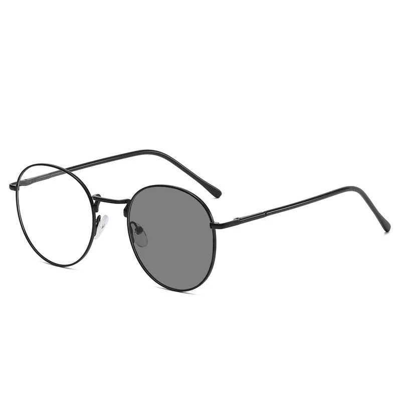New Fashion Metal Retro Lightweight Round Frame Anti Blue Light Color-Changing Glasses