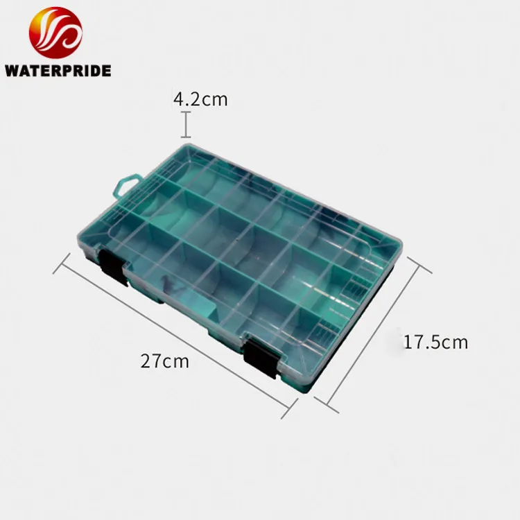 Custom Multifunction Fishing Tackle Boxes Winter Fishing Boxes with 18 Grids Plastic Organizer Box for Accessories WATERPRIDE