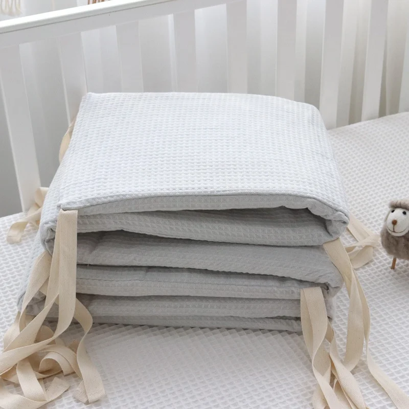 Wholesale Cot Protector Pillows Room Decor Baby Round Cushion Bed Rails Waffle Baby Crib Bumper