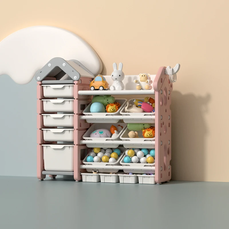 Hot sale baby plastic toy chest indoor children storage book shelf cabinet