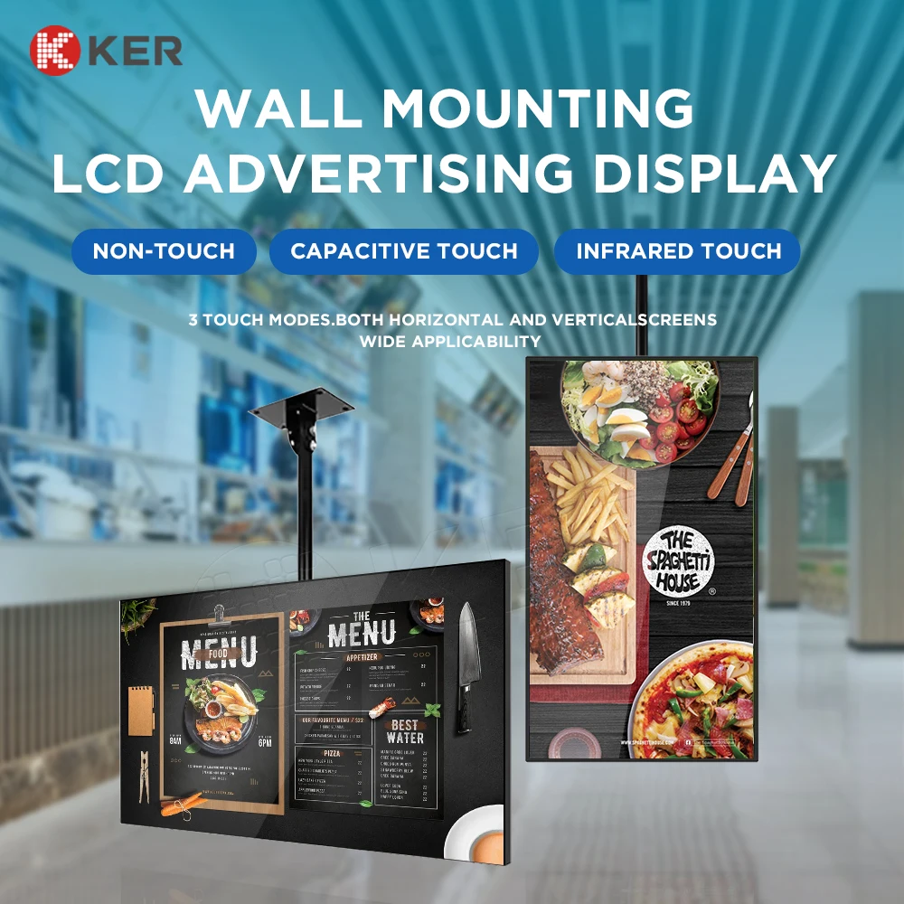43 Inch Fast Food Restaurant Lcd Digital Menu Board Signage Wall Mount Display With Multi Media Player