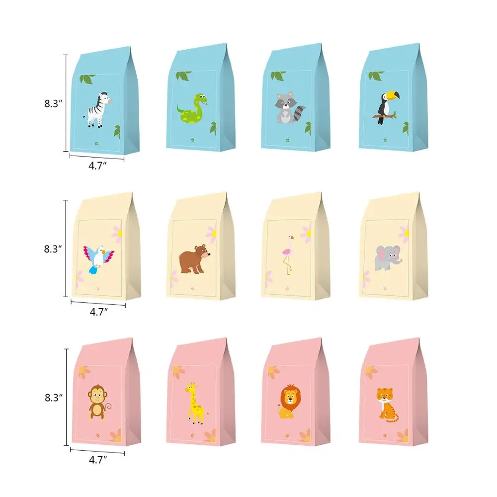 Бумажные пакеты джунгли с животными, товары для вечеринок, детские подарочные пакеты для возврата, гусиный мешок, украшения для дня рождения, детская вечеринка