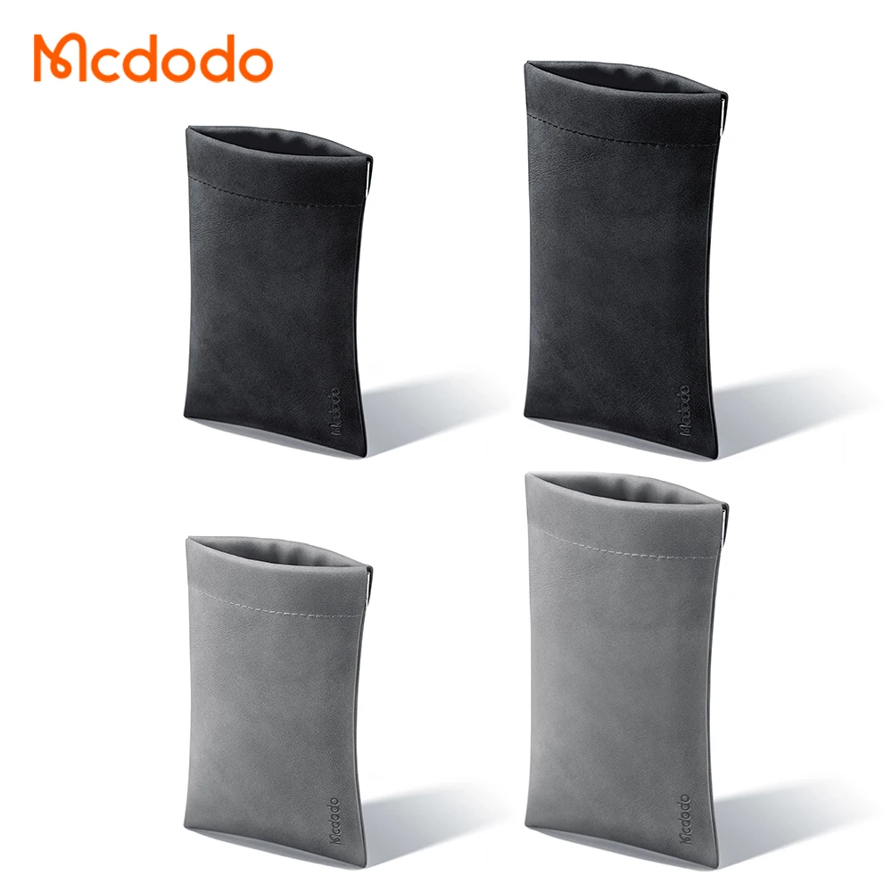 PU Leather Earphone Pouch with Snap Spring Closure for Carrying Store Splash Waterproof Cable Charger Card Headphone Storage Bag