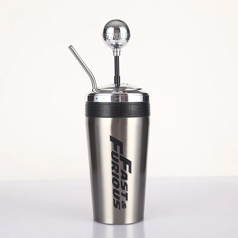 500ml Fast and Furious Gearshift Cup Stainless Steel Double Layer Insulation Cup Portable Gear Lever Car Cup