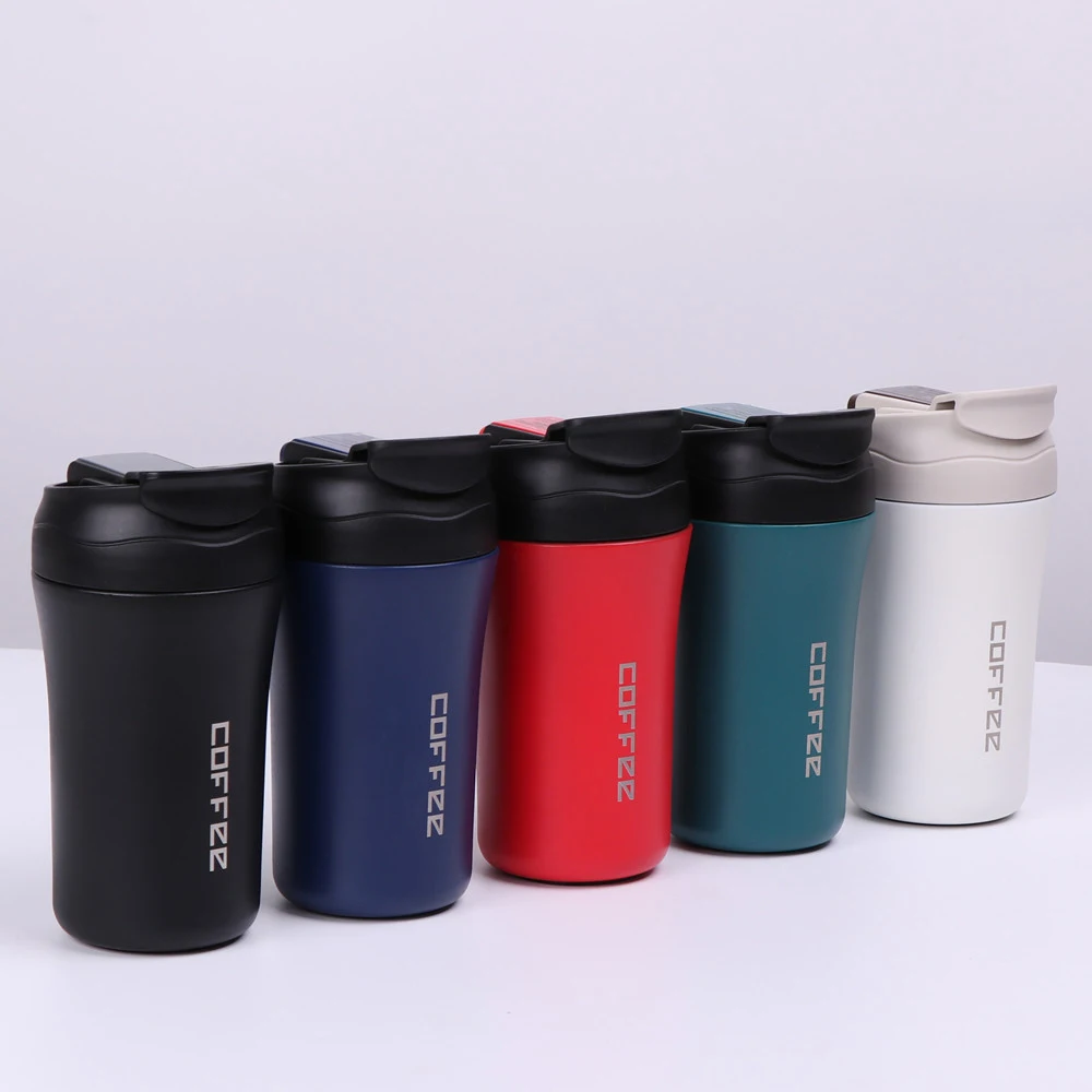 Wholesale Stainless Steel Water Bottle Double Drinking Straw Lid Powder Coating Mug Office Coffee Cup Vacuum Office Mug