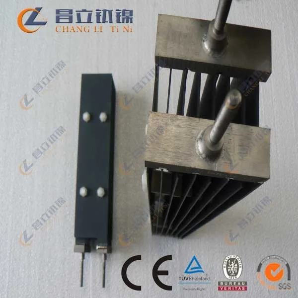 iridium and ruterium covered titanium electrode for salt water electrolysis has high catalytic activity