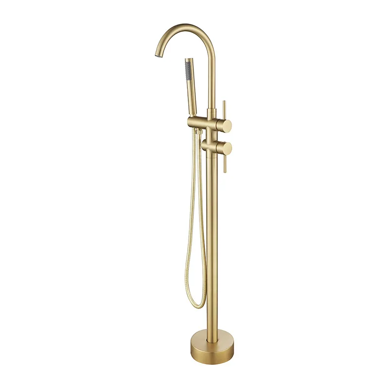 Brass Tub Filler Tub Shower Faucet Floor Mount Freestanding Bathtub Faucet