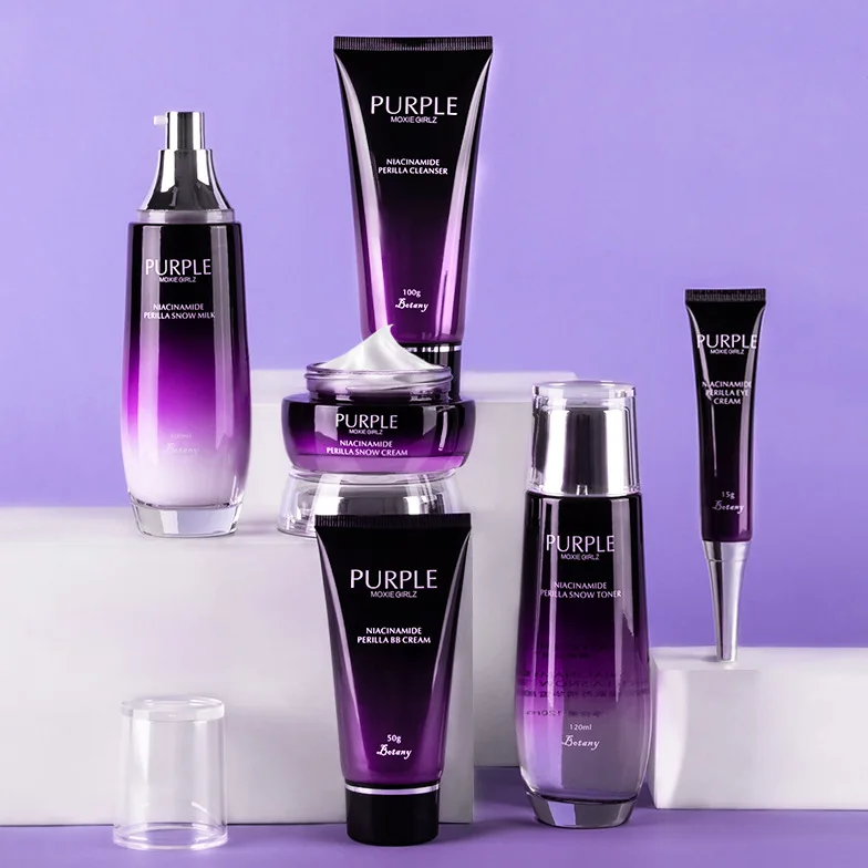 private label niacinamide purple perilla whitening facial set luxurious skin repairing whitening cream set