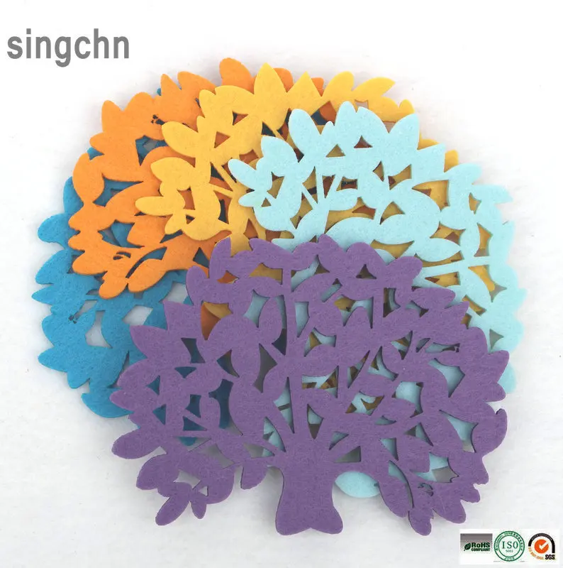 2024 Factory supply felt wool or polyester material felt placemat and drink coaster with different shape