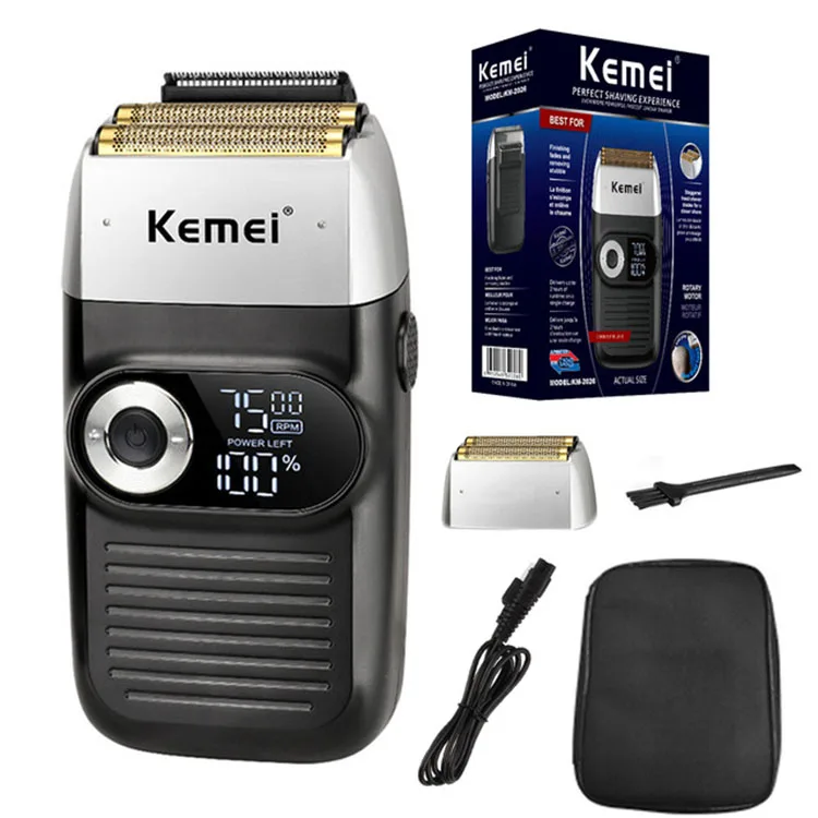 kemei Electric shaver KM-2026 reciprocating USB beard trimmer floating blade electric shaver for men