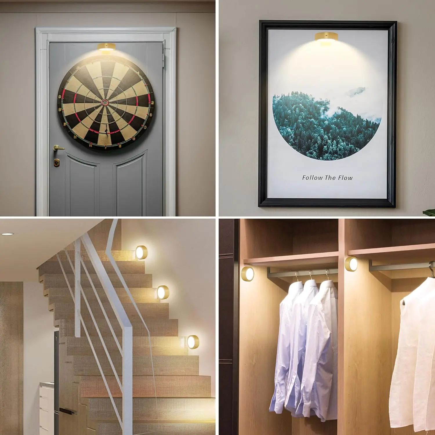 3Pcs Battery Operated Picture Light, Magnetic Led Painting Light with Remote Dimmable and Timer, 3 Lighting Modes Display Light