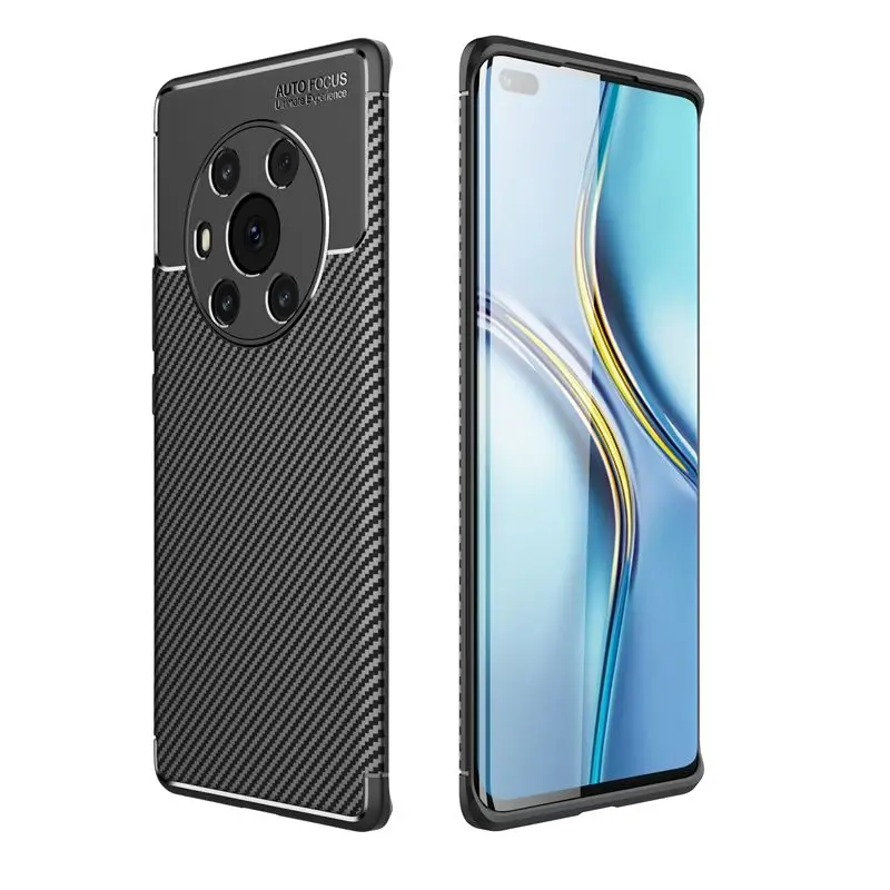 Carbon Fiber TPU Phone Cover Case Soft Silicone Auto Focus Case For Huawei Magic 3 P50 Pro P40 Lite P Smart 2021