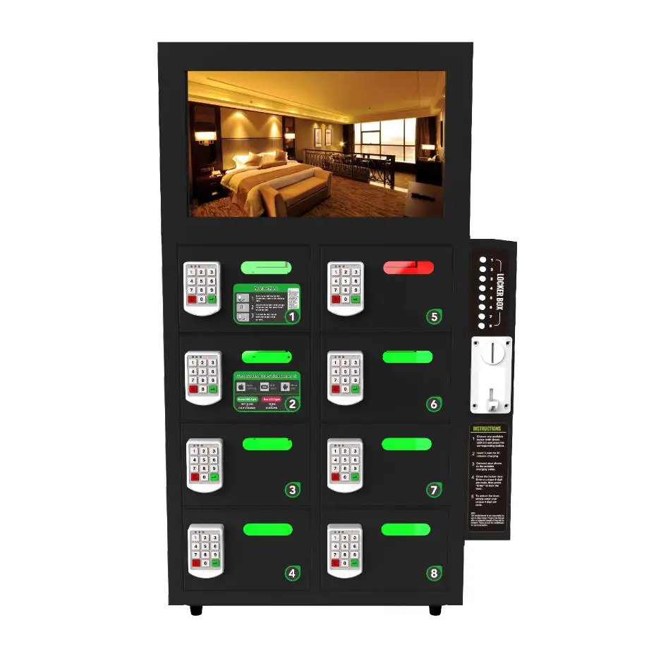 OREAD 8 BAY Video Secure Mobile Phone Charger with credit card reader for contact less payment