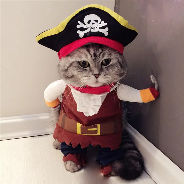 New Funny Cat Clothes Pet Pirate Funny Halloween Suit Corsair Dressing Up Luxury Pet Clothing Plus Hat