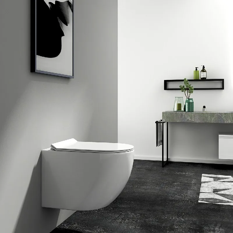 FABIAO matte white color wall hung toilet ceramic rimless toilet one piece toilet for wc