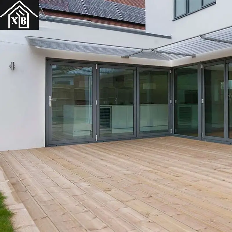 High Quality thermal break double glass design insulated Accordion glass Aluminum frame Folder Bi Fold Bifold Folding Door