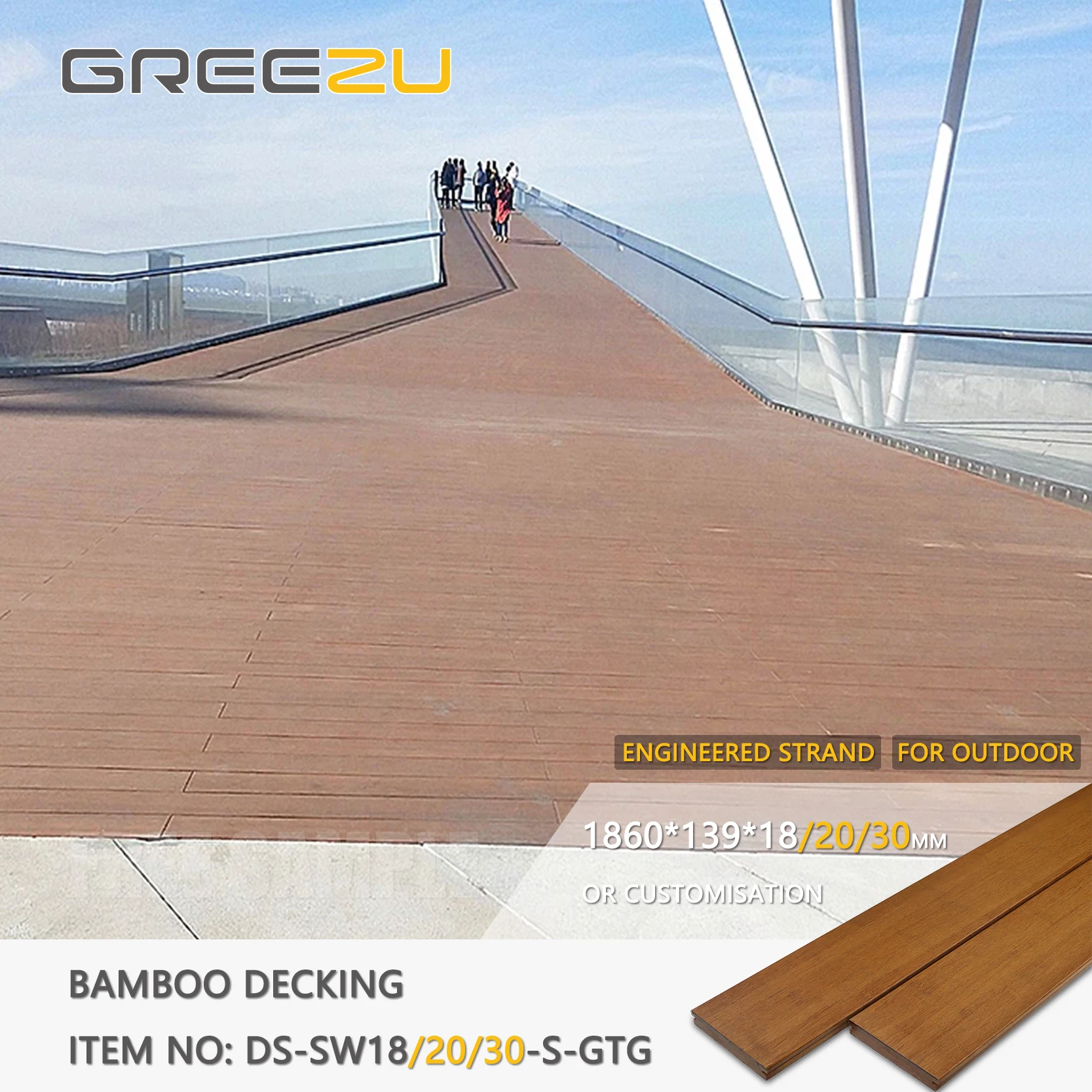 Eco forest balcony strand woven bamboo decking Outdoor rustic non slip moso bamboo deck tile Bamboo deck flooring & accessories