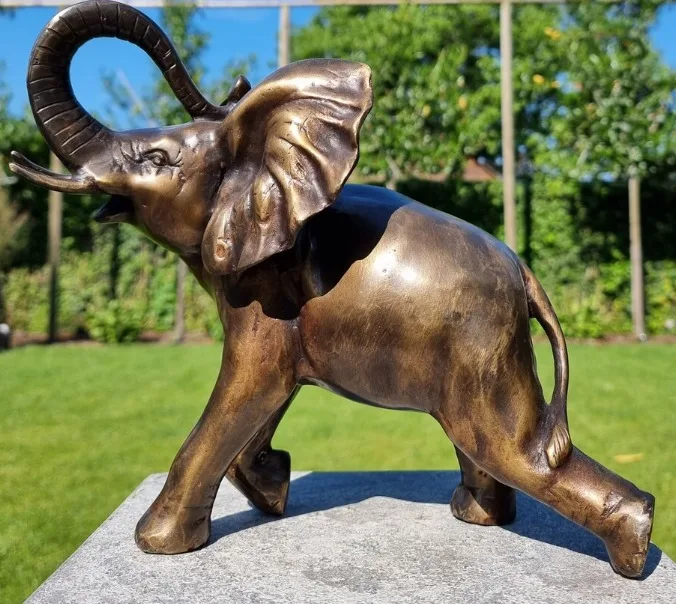 Antique Designer Bronze Golden Elephant Sculpture for Garden Decoration Indian Manufacturer