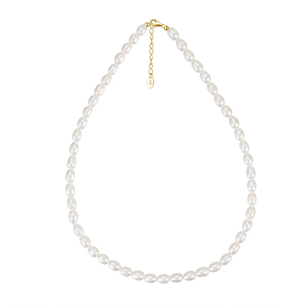 GPN26 RINNTIN 925 Sterling Silver Lobster Clasp 14K Gold Plated Dainty Choker Cultured Freshwater Pearl Necklace for Women Men