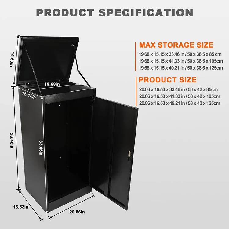 JH-Mech Parcel Drop Boxes For Outside 20.8*16.5*49.2 Extra Large Mailbox Lid With Cushioned Modern Mail Box Metal Outdoor