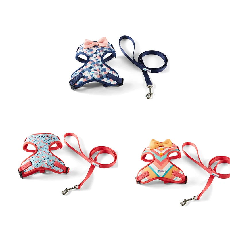 UFBemo Adjustable custom pattern no harness set durable print dog running walking meash padding harness and leash set