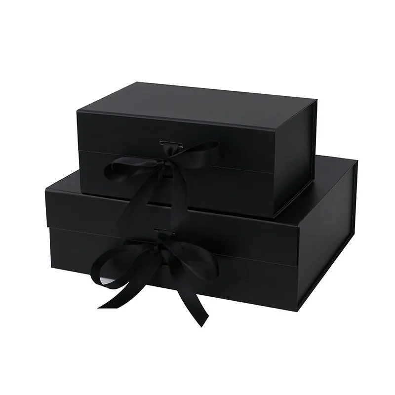 Custom Logo Folding Packaging Cardboard Paper Shoe Clothing Underwear Boxes Black Flap Magnetic Closure Clothing Gift Box
