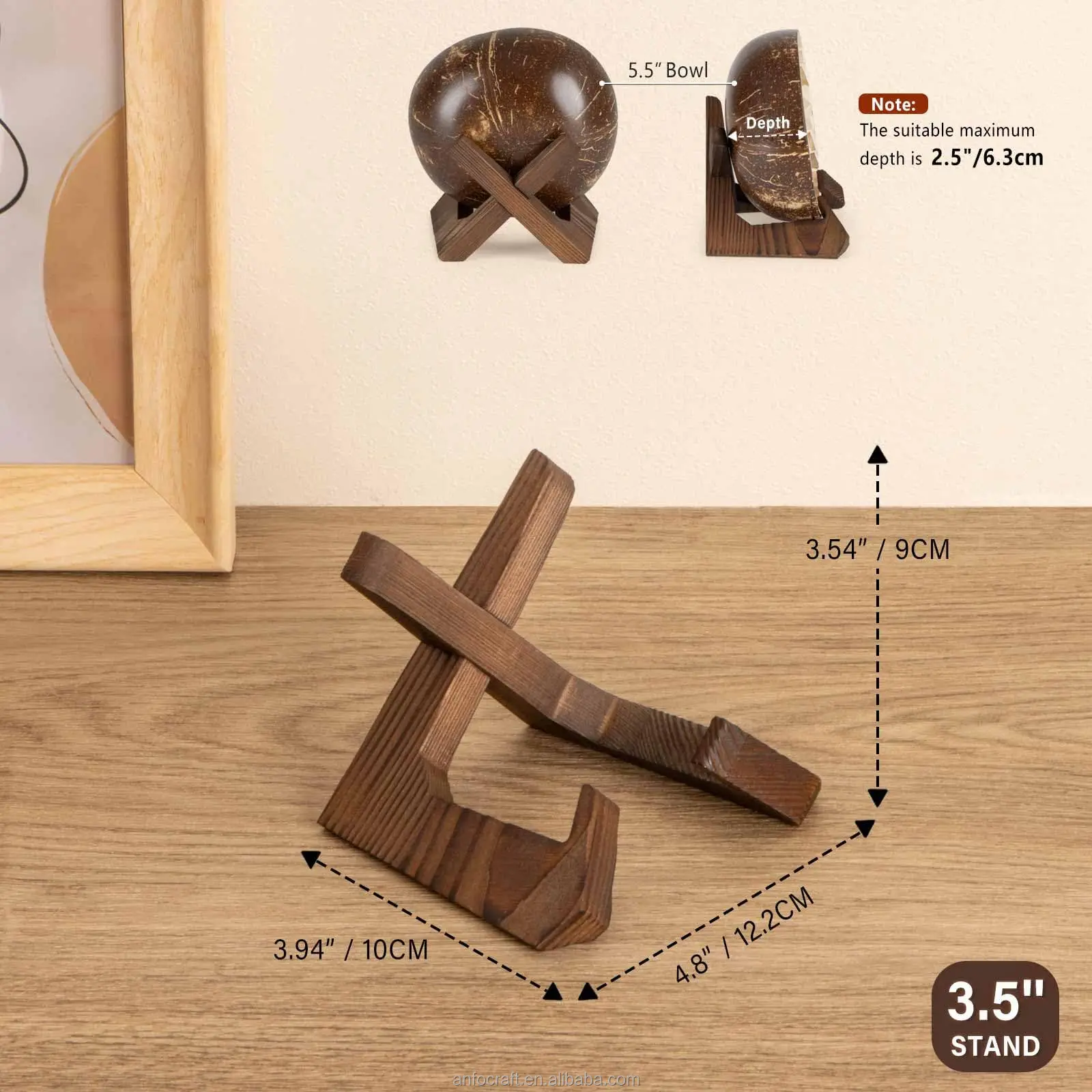 Handmade Wooden Cookbook Holder Kitchen Counter Stand for Plate Bowl Displays Recipe Book Stand Display