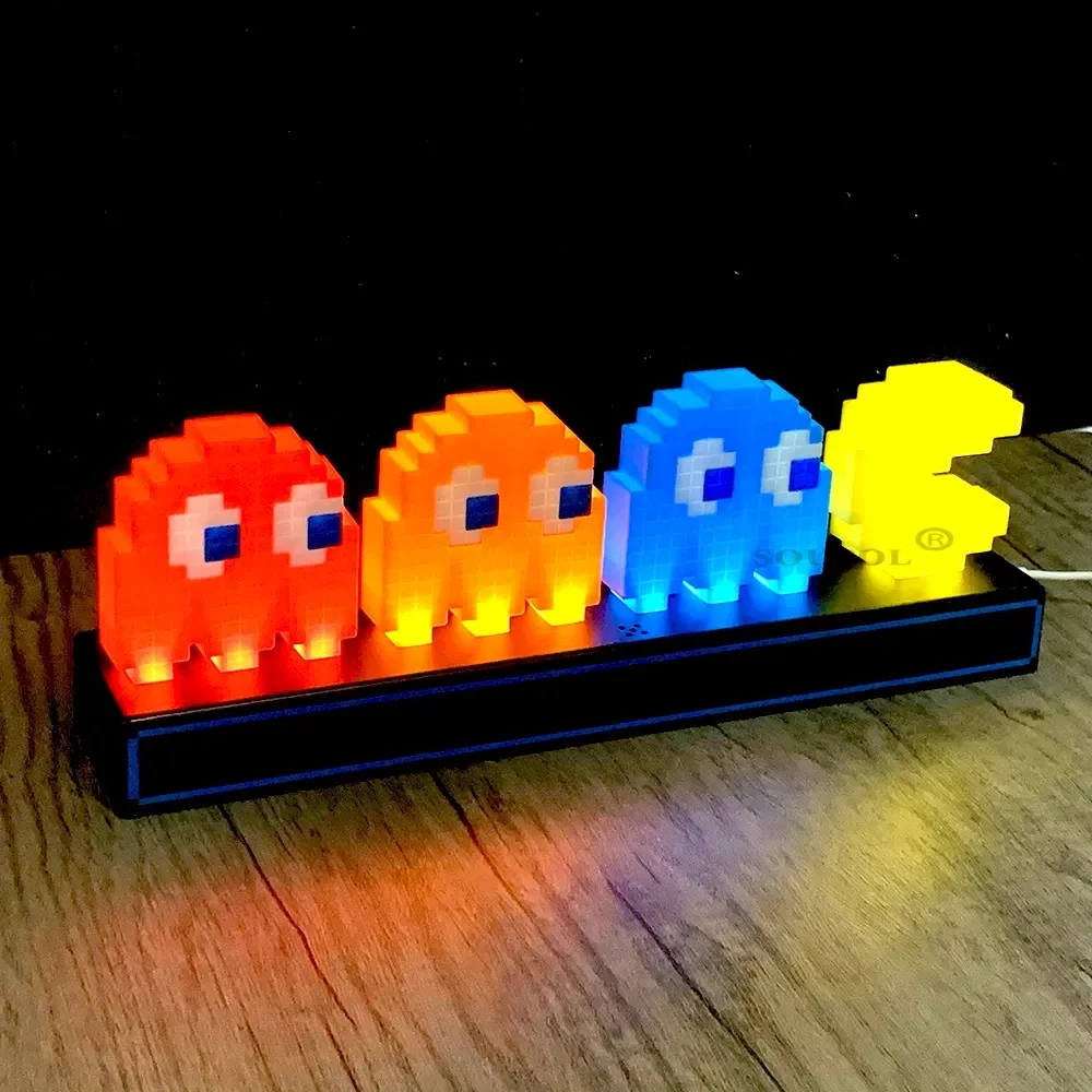 Симпатичный и креативный Ночной свет USB маленький Pac-Man боевой голосовой контроль настольная лампа