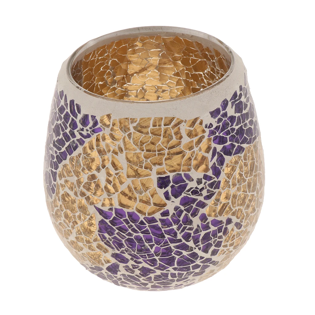 Candle Tealight Holder Mosaic Glass Candlestick Patch Design Candle Holder for Wedding Bridal Party Votive Tea Light Home Decor