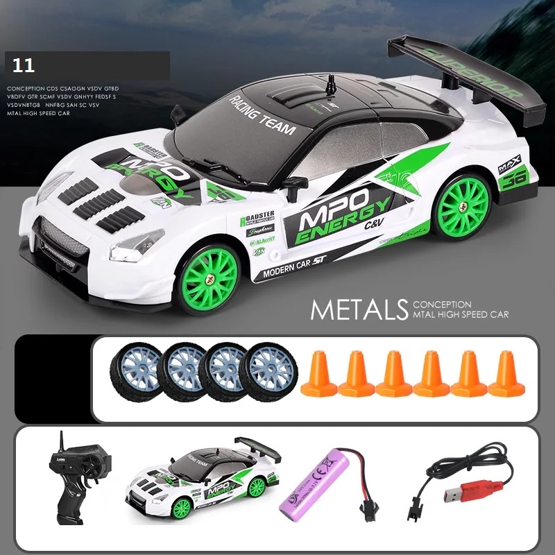 1:24 2.4G 4WD Remote Control High Speed Car With LED & Accessories Drifting Tyres Tires Replaceable R/C car