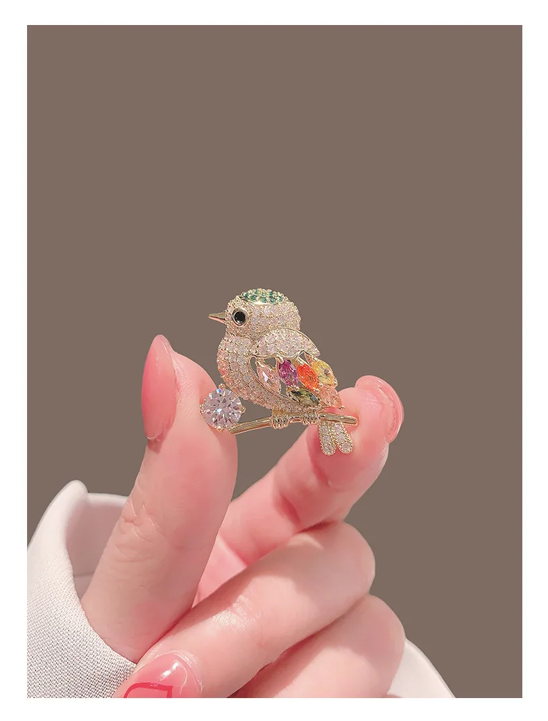 Fashion New Trendy Crystal Magpie Bird Pin Broach Brooches