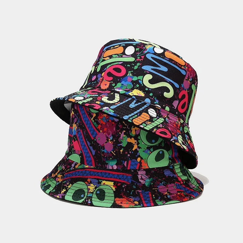 JOJO Wholesale Scrawl Women Fashion Custom Embroidery Logo Cotton Unisex Bucket Hats