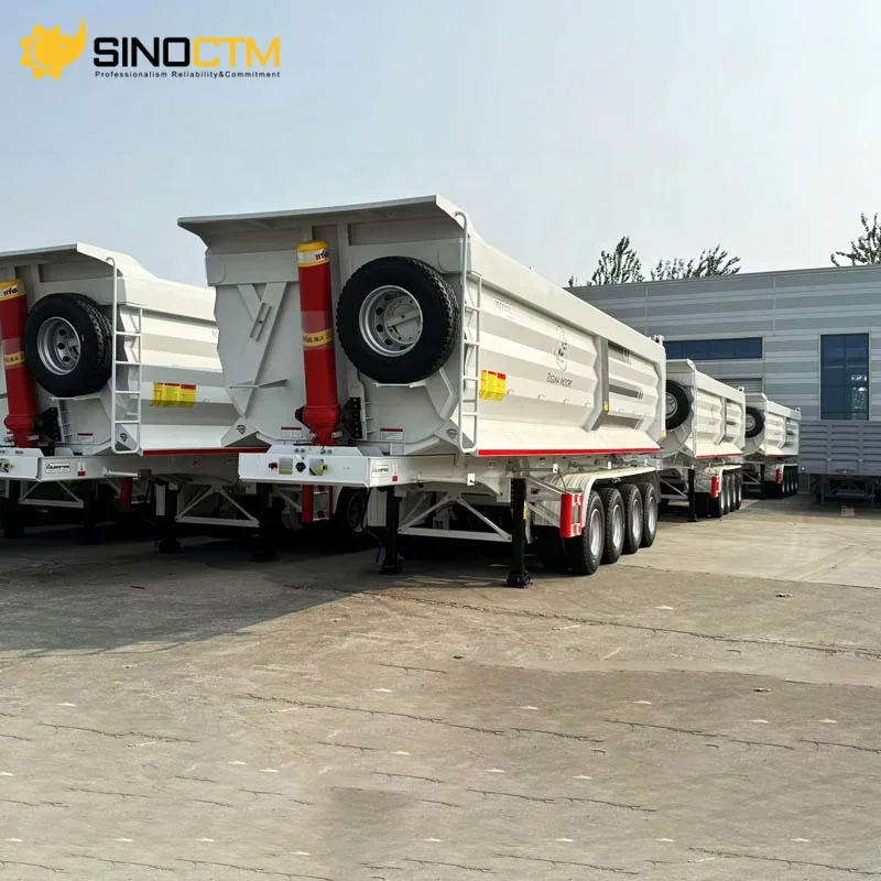 3/4 Axle 30CBM 100ton Semi-Trailer for Transport Rear Tipping Dump Trailer for Moving Sands Stones